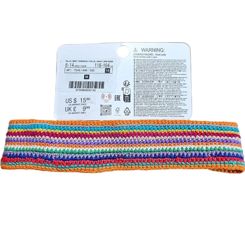 Zara Thick Rainbow Headband Ages 6 to 14 NWT